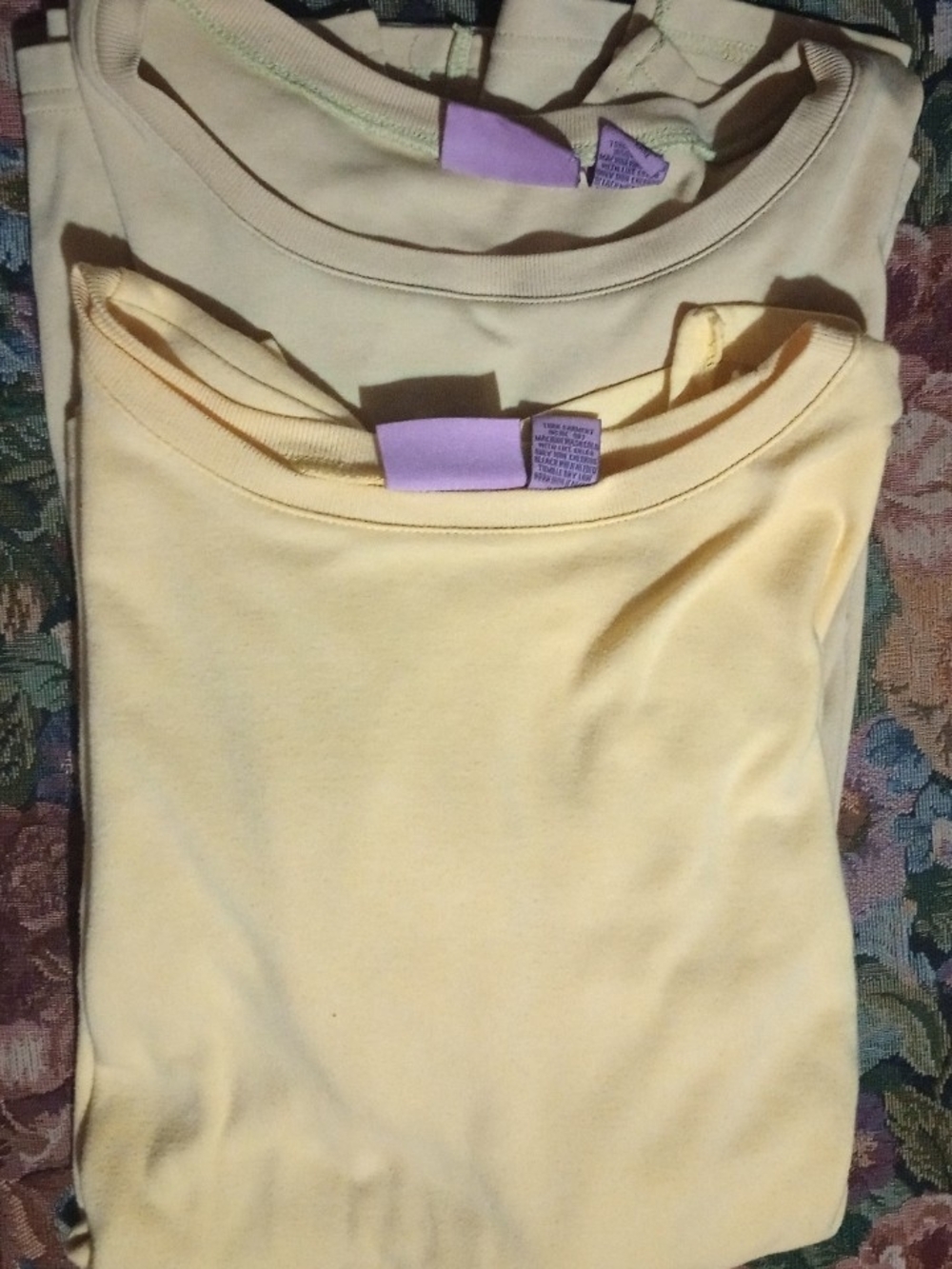 Tan And  Yellow Crewneck Tops- Soft Cotton Tees